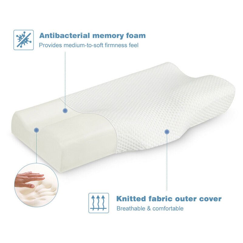 Contour Memory Foam Pillow Orthopedic Sleeping Ergonomic Cervical for Neck Pain Relax Pillow /BY