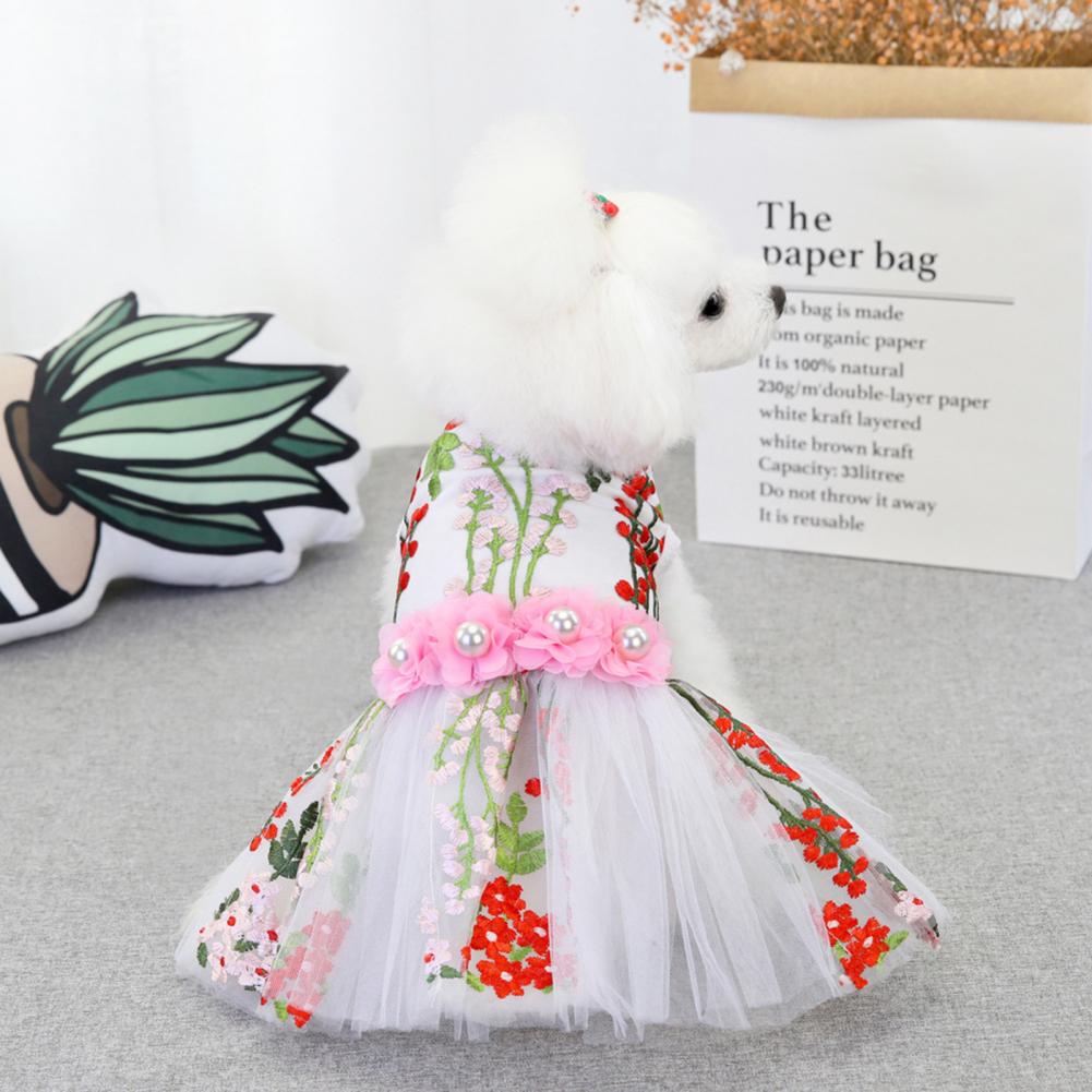 Cute Dog Clothing Nice-looking Universal Dog Skirt Dog Wedding Leafy Flower Clothing for Pomeranian Pet Skirt