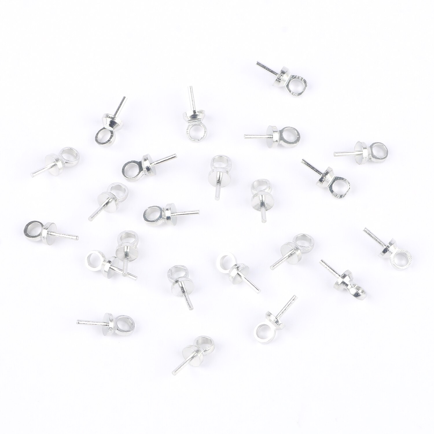 100/200pcs 6*3mm Copper Eye Pin Bail Pearl Charm Connector Bail For Pendants Supplies Diy Jewelry Findings Making Accessories: Rhodium / 6x3mm 200pcs