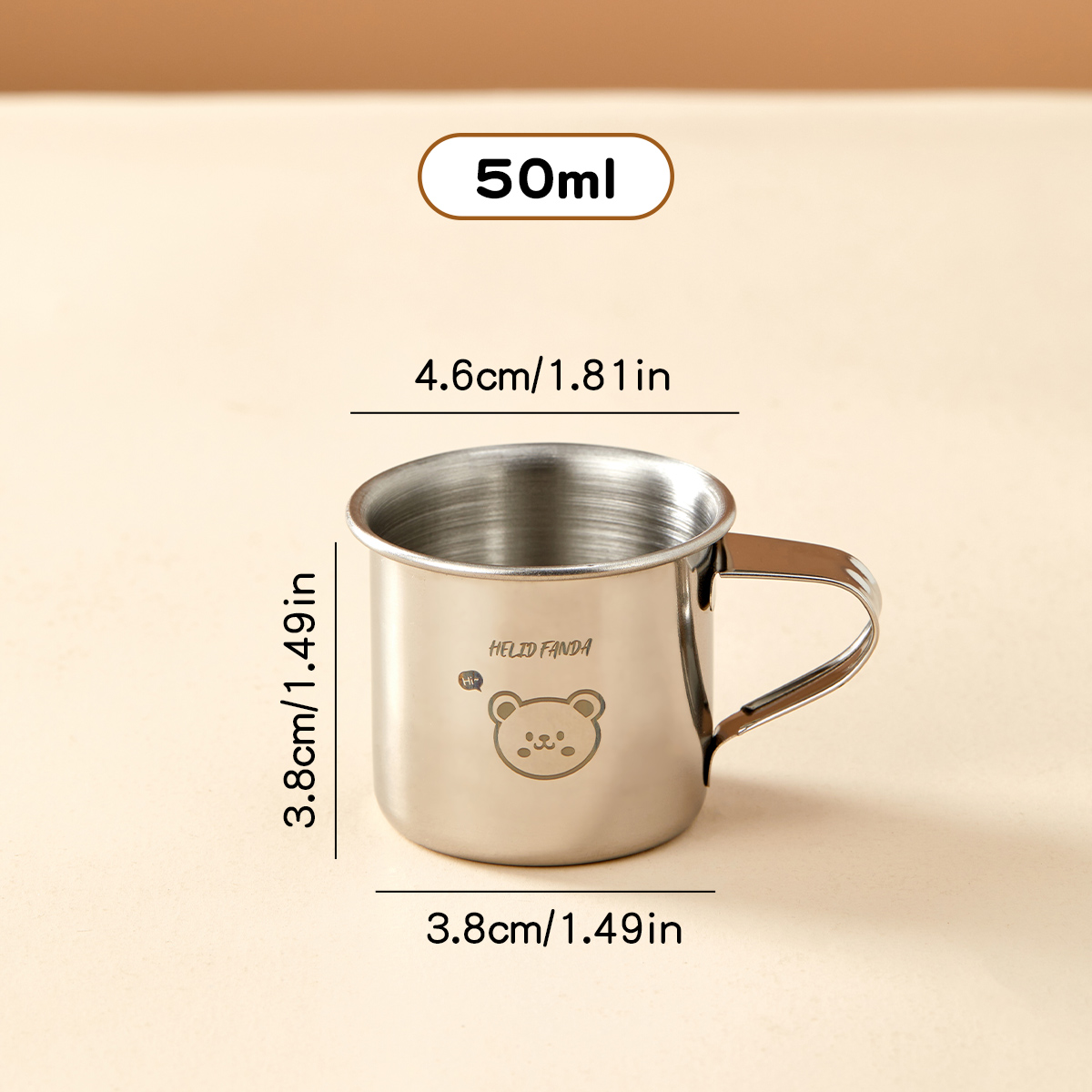 Mini sød børnekrus med hank, holdbar anti-skoldning rustfrit stål 304 mælkekaffekop, drikkeglas: Sort