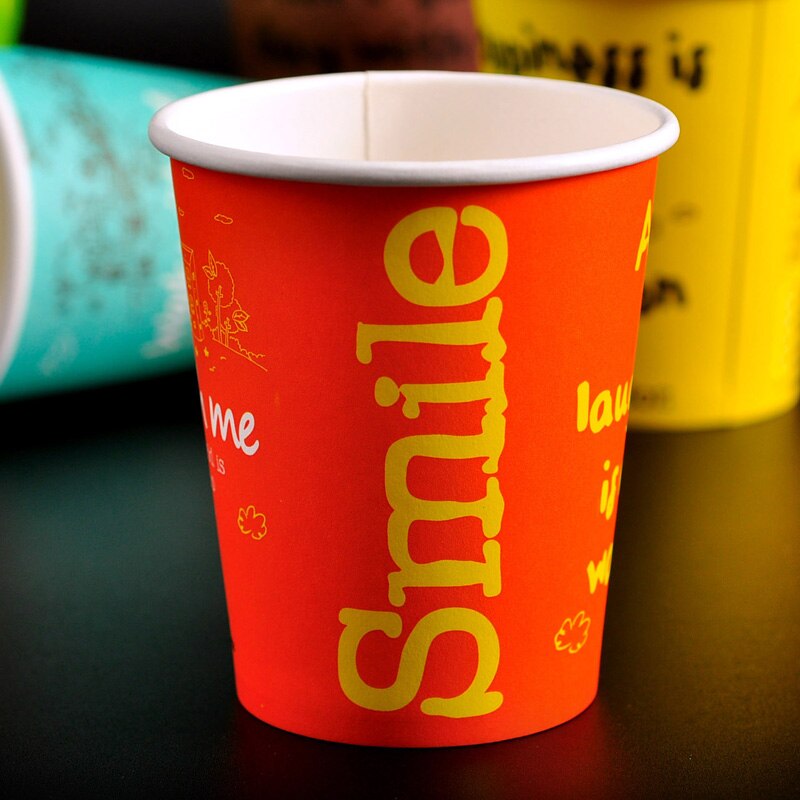 50pcs color disposable coffee cup 8oz 250ml/12oz 400ml/16oz 500ml drink takeaway packaging cup with lid