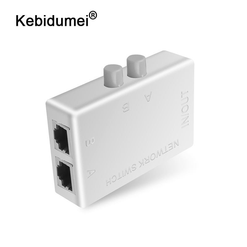 Kebidumei 2 Poort RJ45 Netwerk Switch Mini RJ-45 Ethernet Netwerk Box Switcher Dual 2 Way Port Handmatige Sharing Switch Adapter