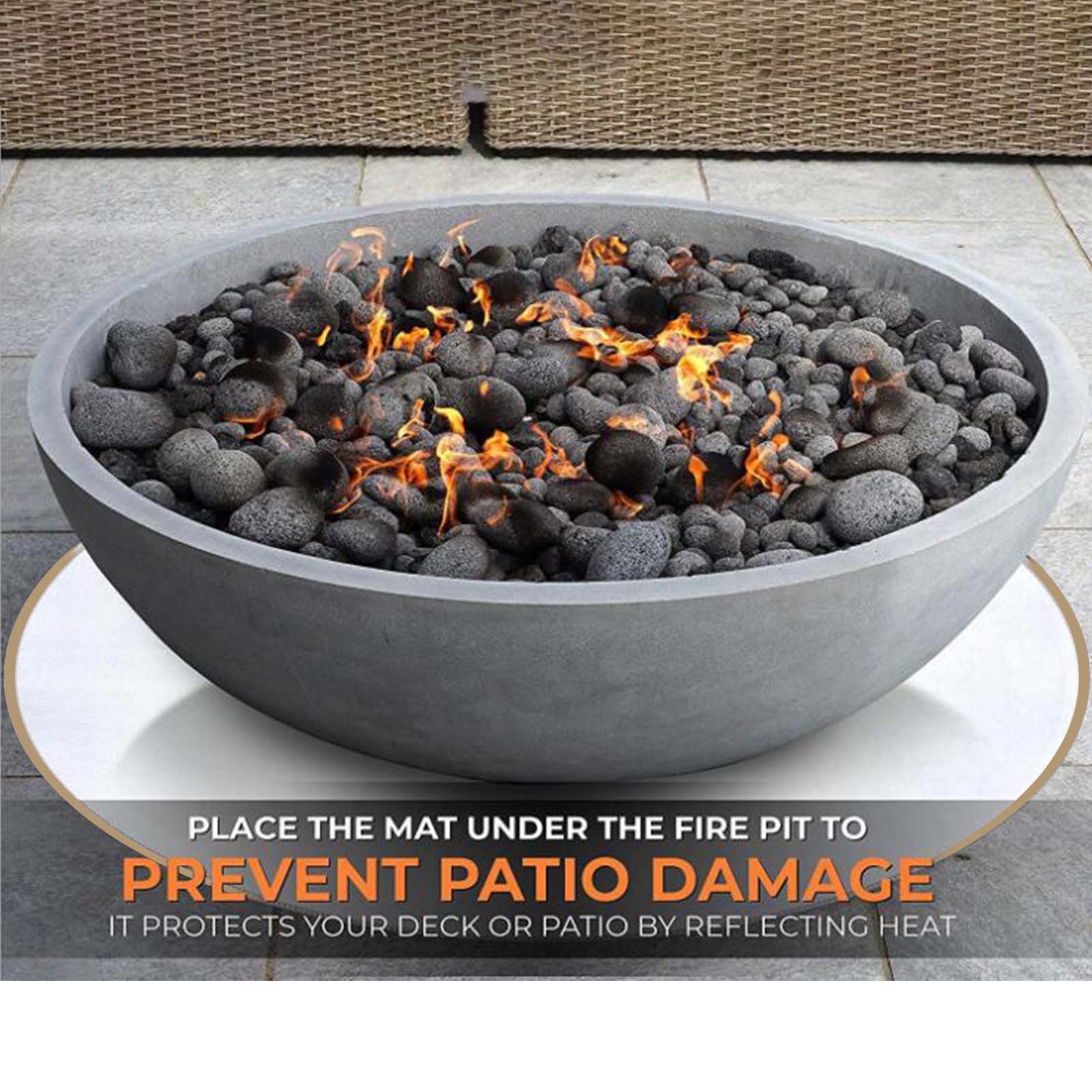 Fire Pit-Mat Fireproof Patio Grill Pad Deck Protective Mat Rug Fire Retardant Fiberglass Fireplace Waterproof,, Portable Cushion