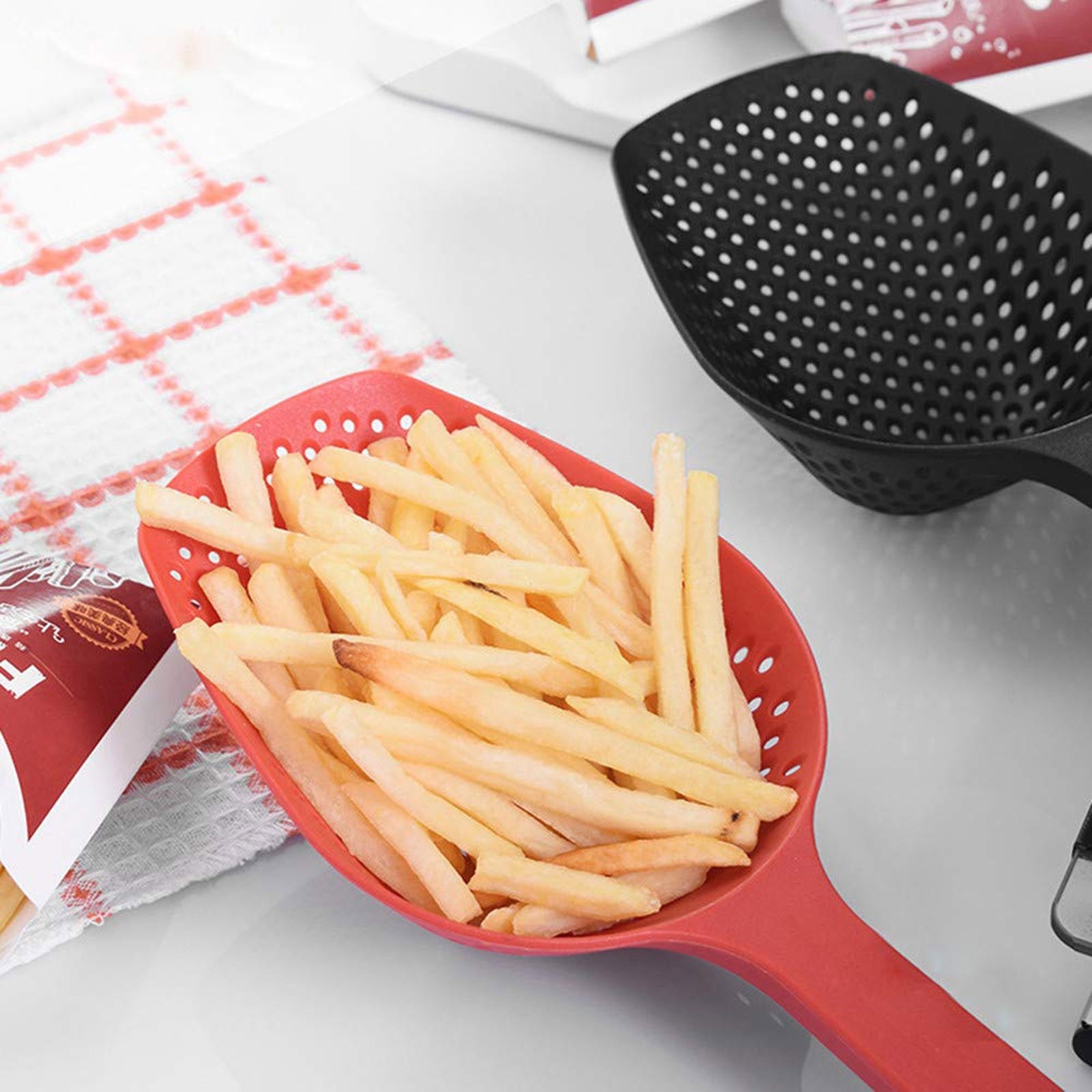 Colador de cuchara grande para cocina, resistente al calor colador de Pasta, cuchara de hielo de plástico, accesorios de cocina, 1 ud.