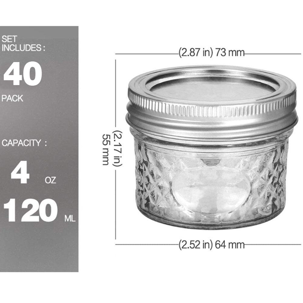 40PCS 120ml Glass Bottle Set Mini Canning Jars For Kitchen Home Salad Jar Mason Jar Airtight Jar