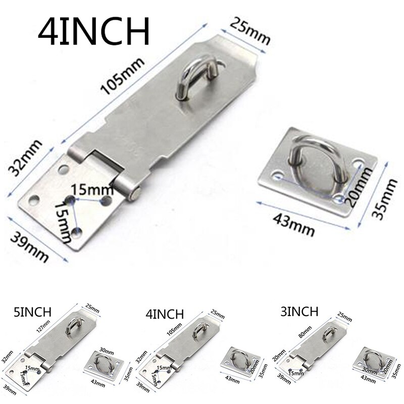 Hasp And Staple Gate Door Shed Latch Lock For Padlock Stainless-steel Durable
