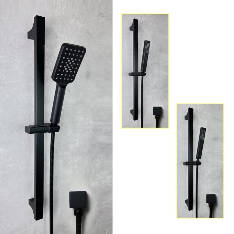 Ensemble de barre coulissante 1/2/3 fonctions laiton ABS plastique douche à main noir mat acier inoxydable barre réglable accessoires de salle de bains
