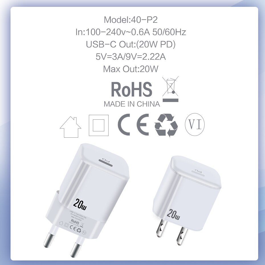 20W PD Usb C Charger Quick Charger Fast Charging for Iphone 12 Pro Max Xiaomi 11 Huawei Adapter QC3.0 Portable Mini Wall Charger