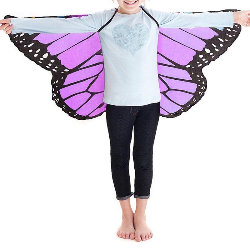 Chal de mariposa para niños y niñas, chal con mariposas de dibujos animados bohemios, accesorio de disfraz, ropa de princesa