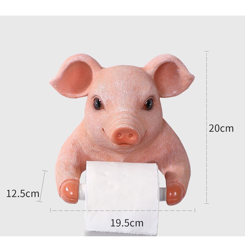 Pink Pig Roll Holders Bathroom Resin Pig Towel Holder Paper Towel Dispenser Toilet Modern Bathroom Shelf Holder Punch Free Hook: Default Title