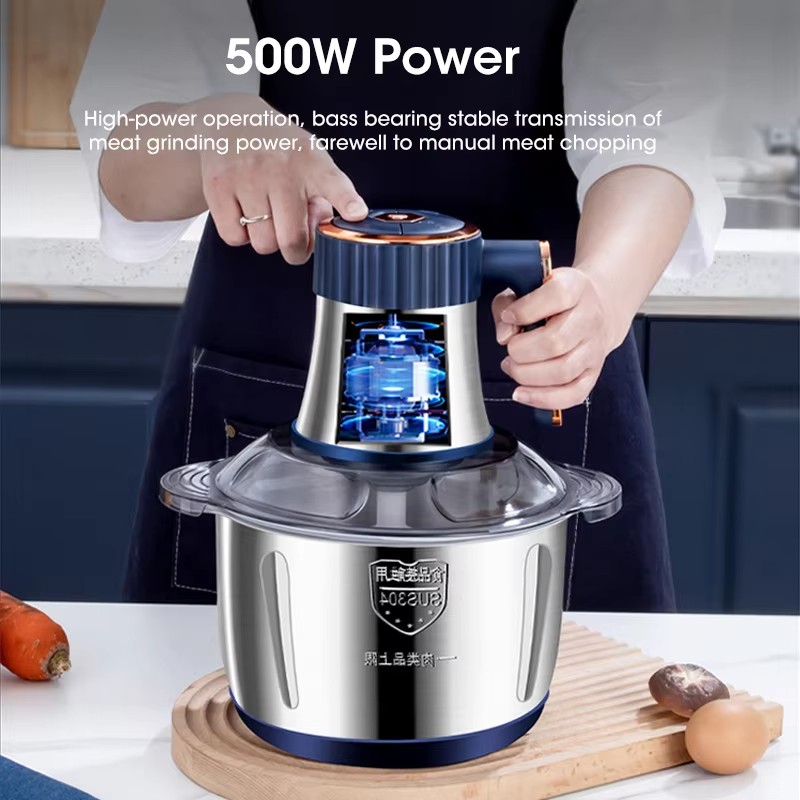Picadoras de carne eléctricas, trituradora de alimentos de 5L, rebanador de verduras multifuncional de acero inoxidable, procesador, picadora, batidoras de cocina