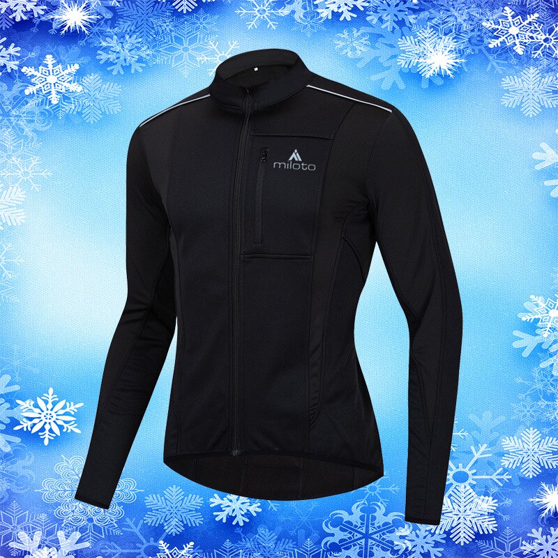 Black Windproof Cycling Jacket Men Winter Thermal Fleece Windbreaker Warm Mountain Bike Jackets Waterproof Reflective Coat