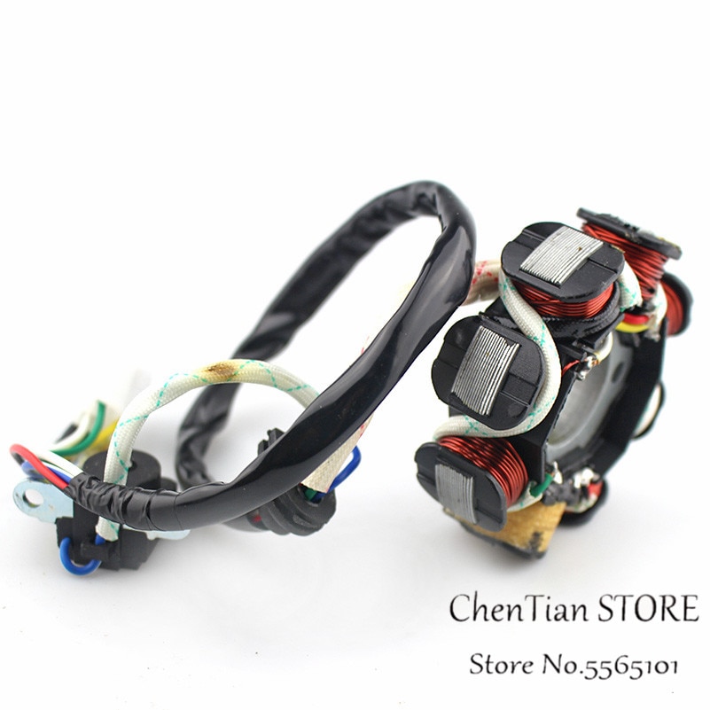8 pole 4 wire Dual Ignition magneto stator for 4 stroke Scooter Moped ATV QUAD Go Kart 139QMB 1P39QMB GY6 50 60 80 cc