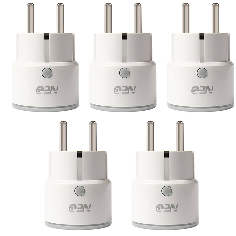 5 sztuk NEO COOLCAM wylot Plugin inteligentne WIFi wtyczka zasilania ue 10A gniazdo inteligentny system automatyki domowej domu gniazdo elektryczne: 5 szt