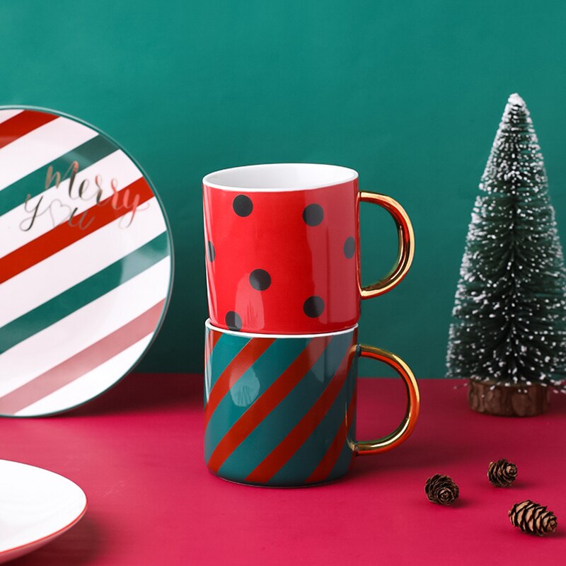 Ceramic plates and bowls set Coffee mug christmas plates salad sushi dessert plate tableware dinner sets dishes trays decorative