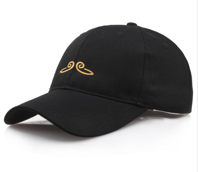 Golden Hoop Stitching owl Cotton Baseball Hat, golden cudgel Embroidered Casual Hat, Ladies Dad Hat, Bone Cap: Black