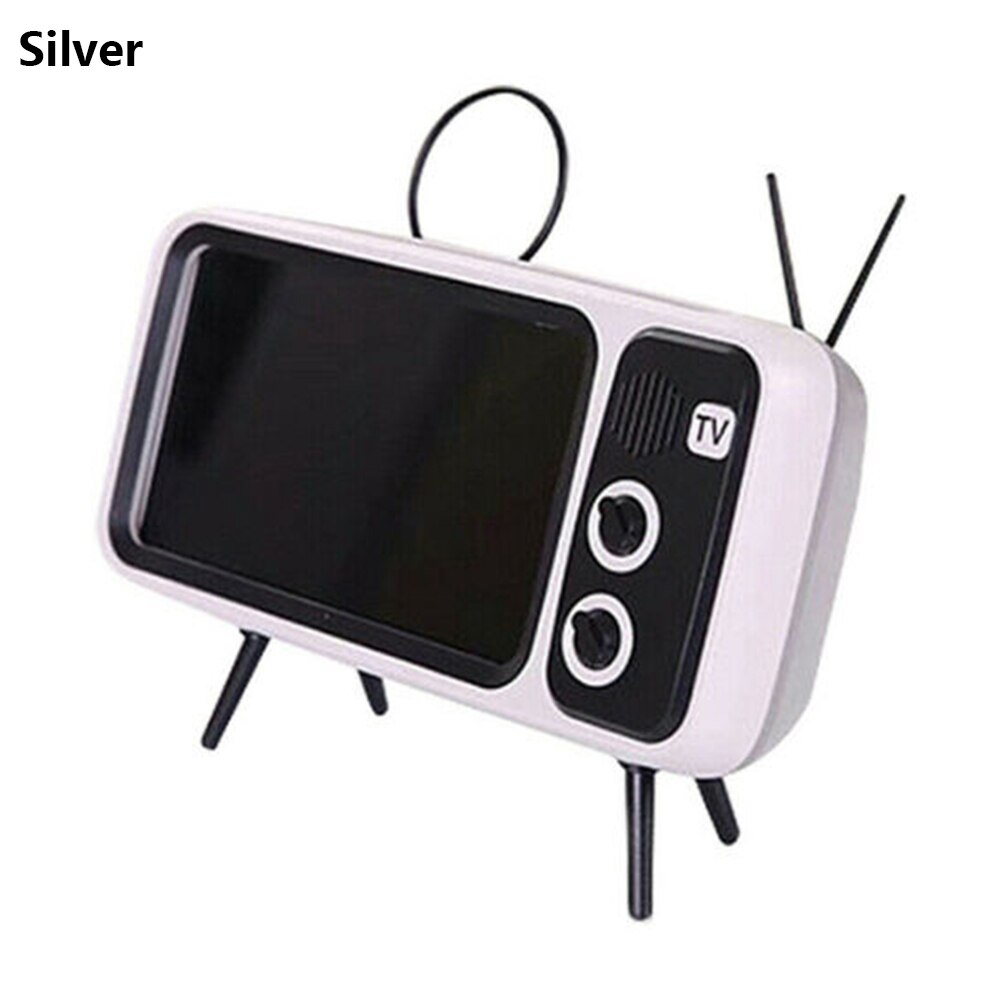 Retro Television Mobile Phone Bracket Movies Lazy Mobile Phone Holder TV Phone Support No Bluetooth Function: sliver