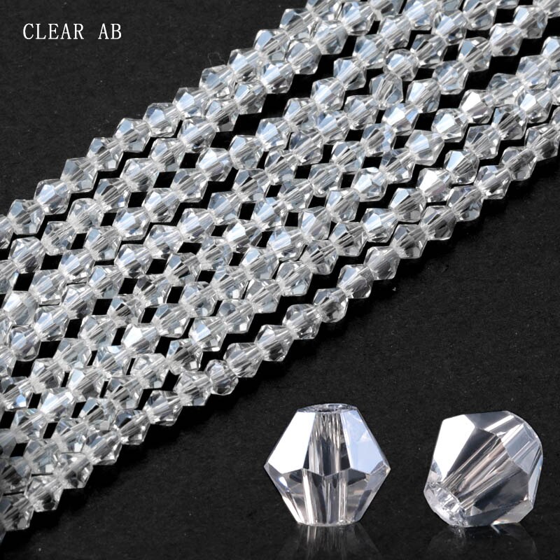 Belagt farve 4mm 100 stk/pakke flerfarvet bicone krystal løse perler glasperler til beklædningsfremstilling: Klar ab