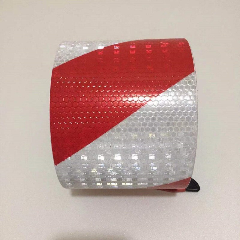 10cm*1m pil/twill selvklæbende pvc reflekterende sikkerhedsadvarselstape vejtrafik byggeplads reflekterende guideskilt: Hvid rød twill