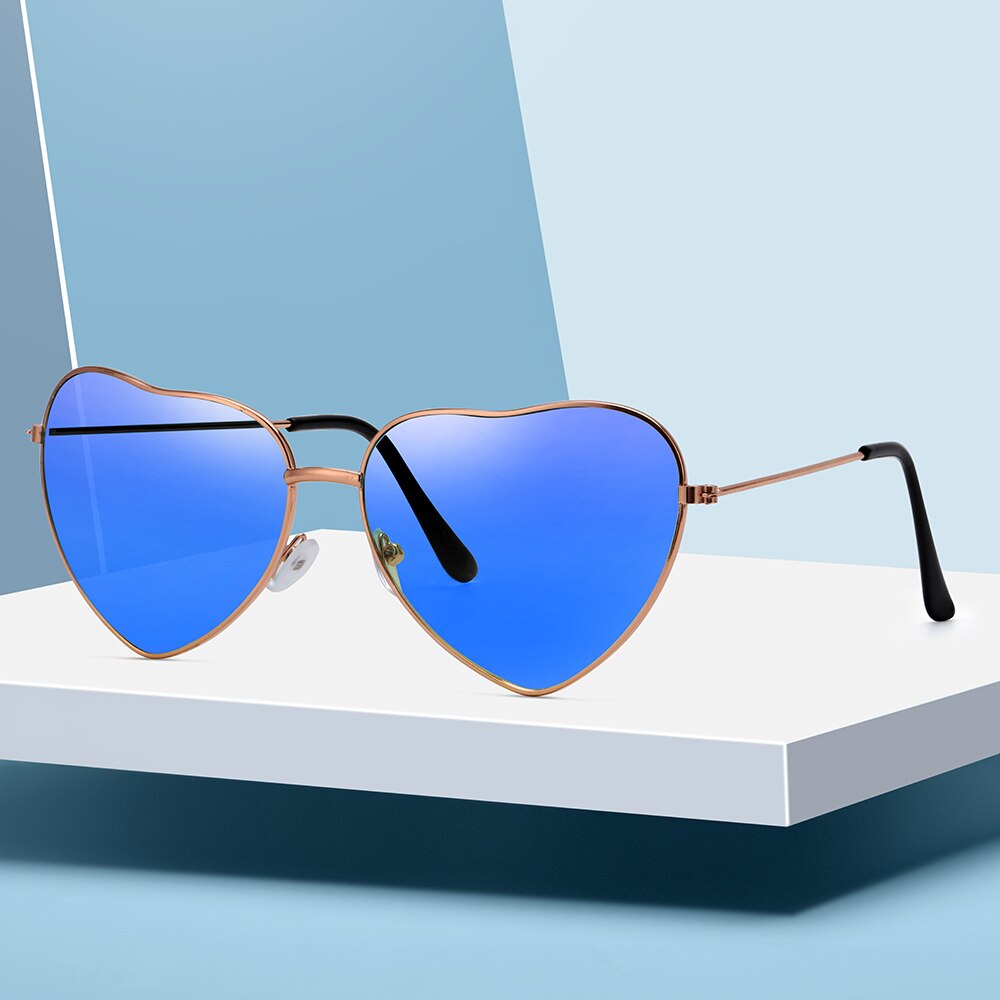 1 unidad de gafas de sol en forma de corazón retro UV 400 Color caramelo gradiente océano lentes marco de Metal vestido de fantasía ropa de calle mujer