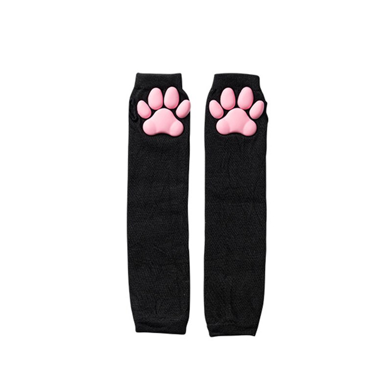 Guantes de silicona 3D con forma de Pata de Gato para mujer, guantes sin dedos, para Cosplay, Navidad y Halloween