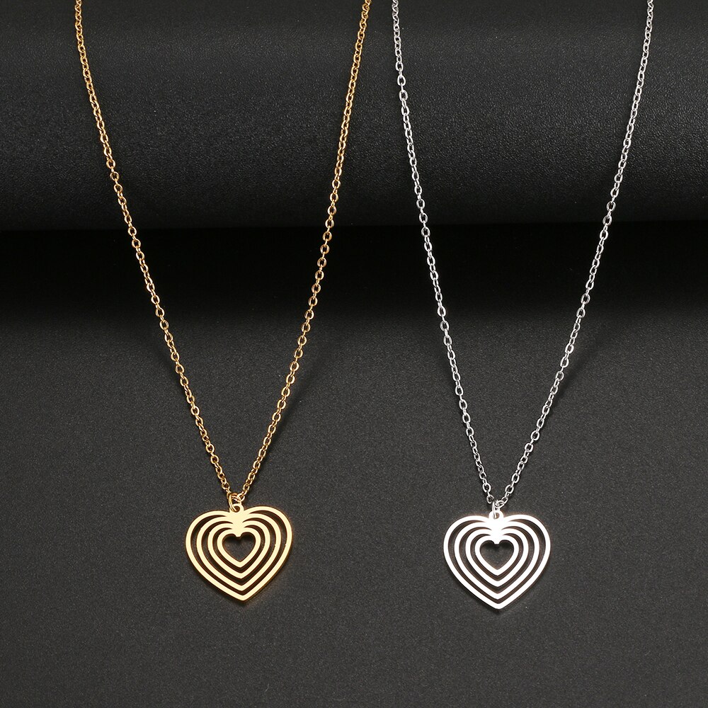 Collane in acciaio inossidabile cuore griglia cava Design ciondolo catena collana moda per donna uomo gioielli amico migliori regali