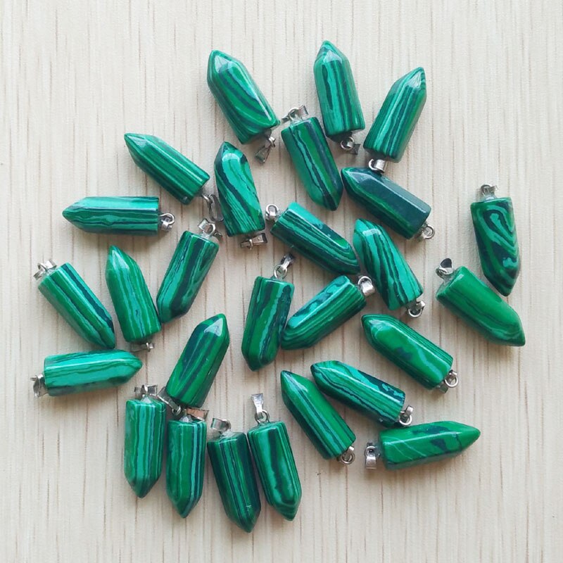 50pcs/lot bestselling good natural stone mix point pillar pendants for jewelry making: malachite