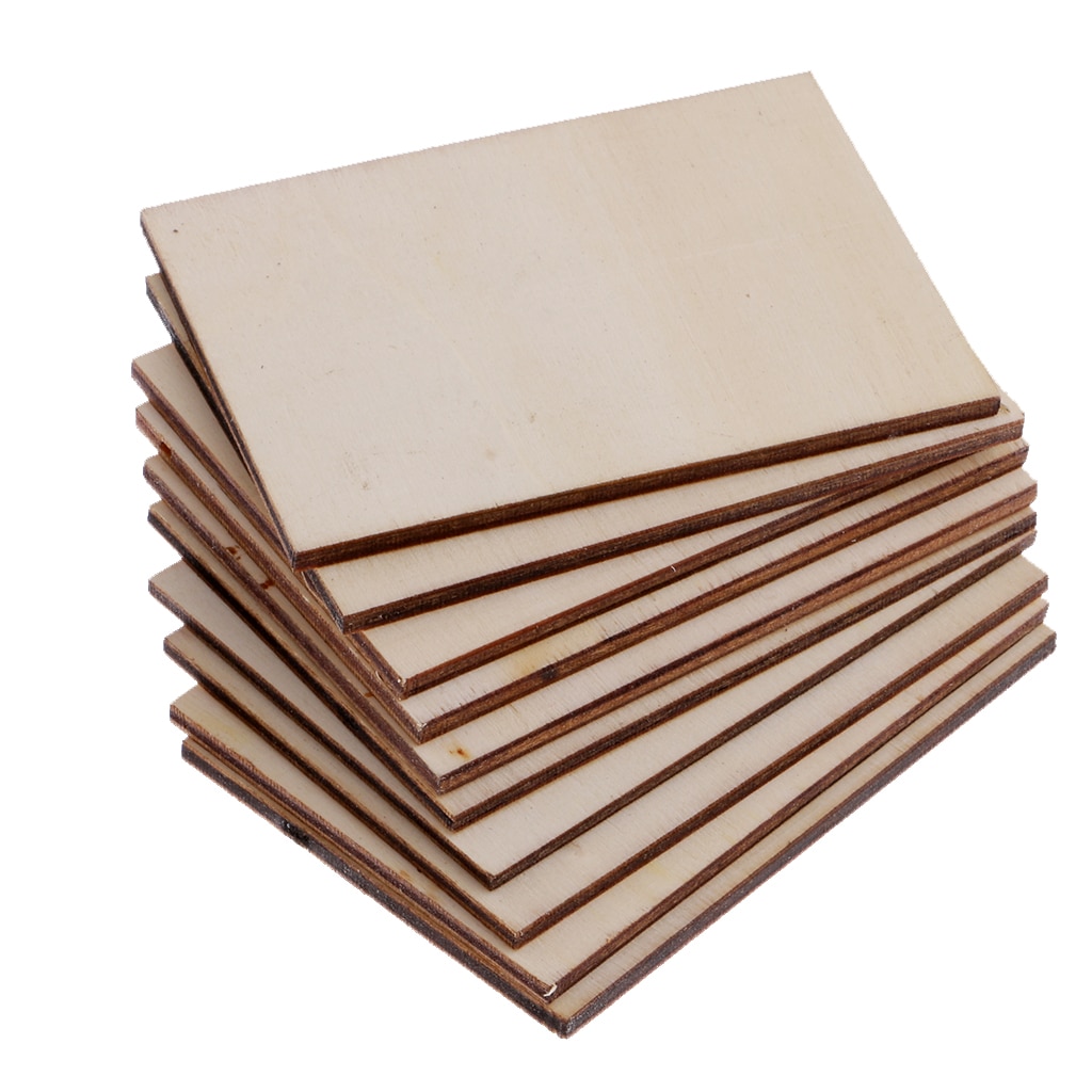 10x Blank Plain Wooden Cutout Rectangle Shape DIY Craft Cardmaking Scrapbook