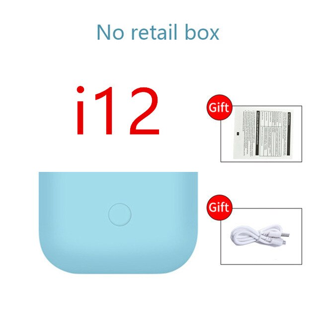 Original  i12 tws trådlösa bluetooth hörlurar airpods hörlurar och basljud hörlurar är lämpliga för alla typer av smarta: I12 blå