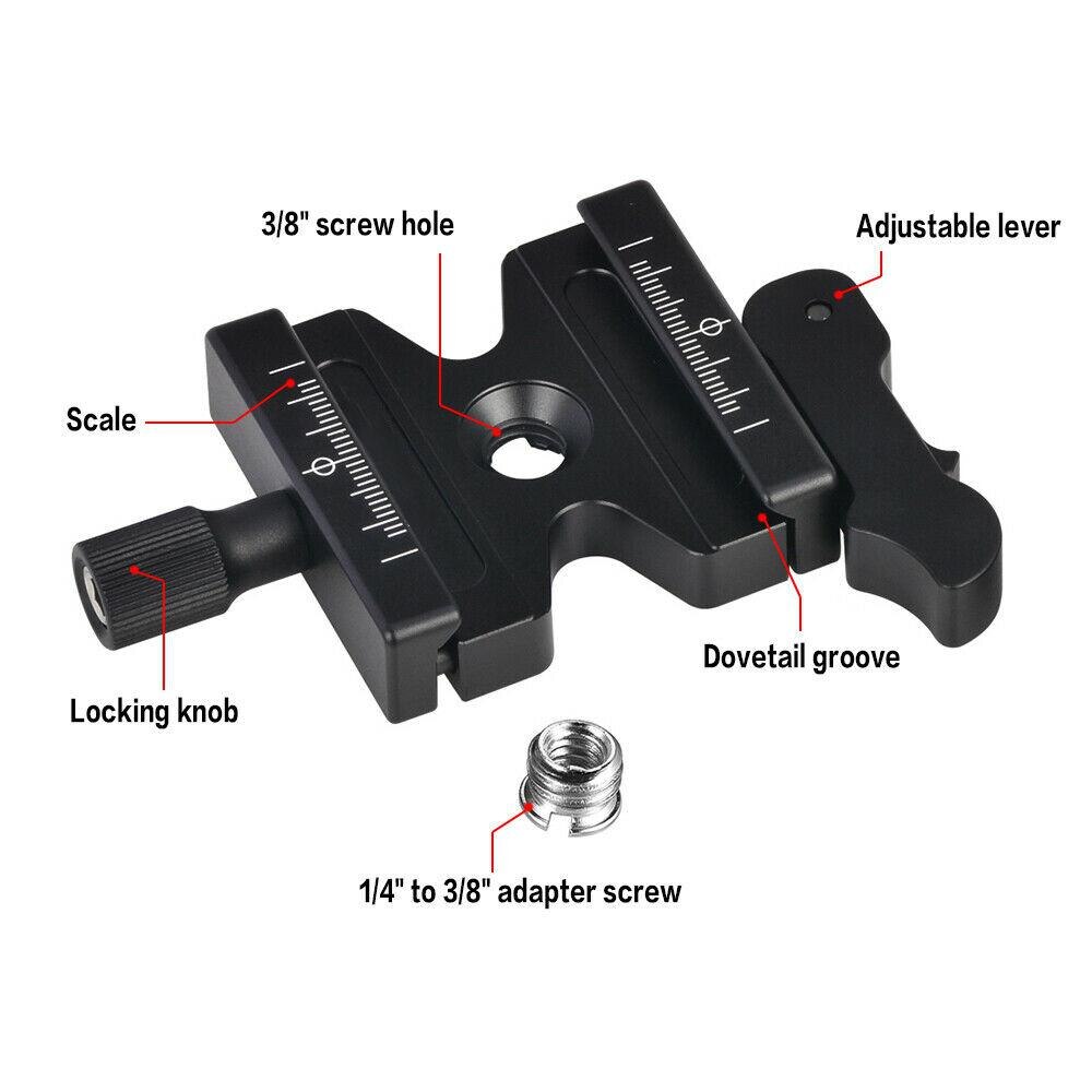 EastVita Morsetto A Sgancio & 1/4 "a 3/8" adattatore vite CL-50LS in Lega di Alluminio Morsetto A Sgancio per Arca svizzero Piastra treppiede r20