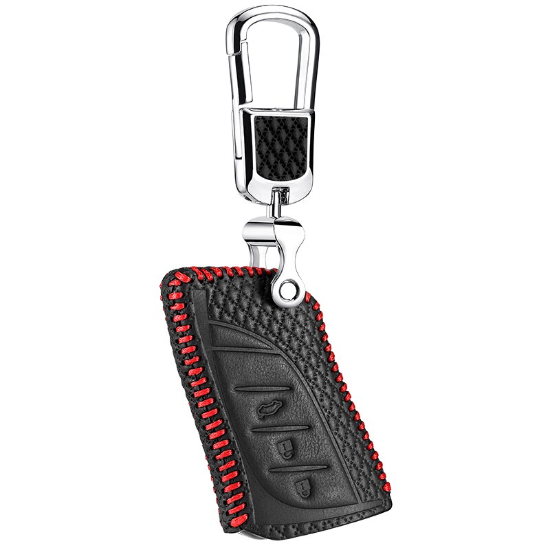 luckeasy car key cover for lexus LC LS ES Case Remote Keys Shell leather key4y: red line 1