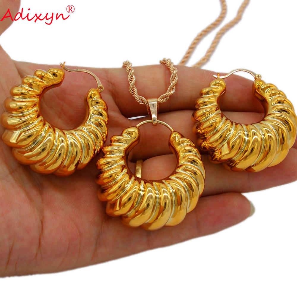 Adixyn di colore dell'oro Dei Monili di Cerimonia Nuziale per Le Donne Orecchino/Pendente/Collana per Le Donne/Ragazze Festa Di Compleanno Del Regalo N031918