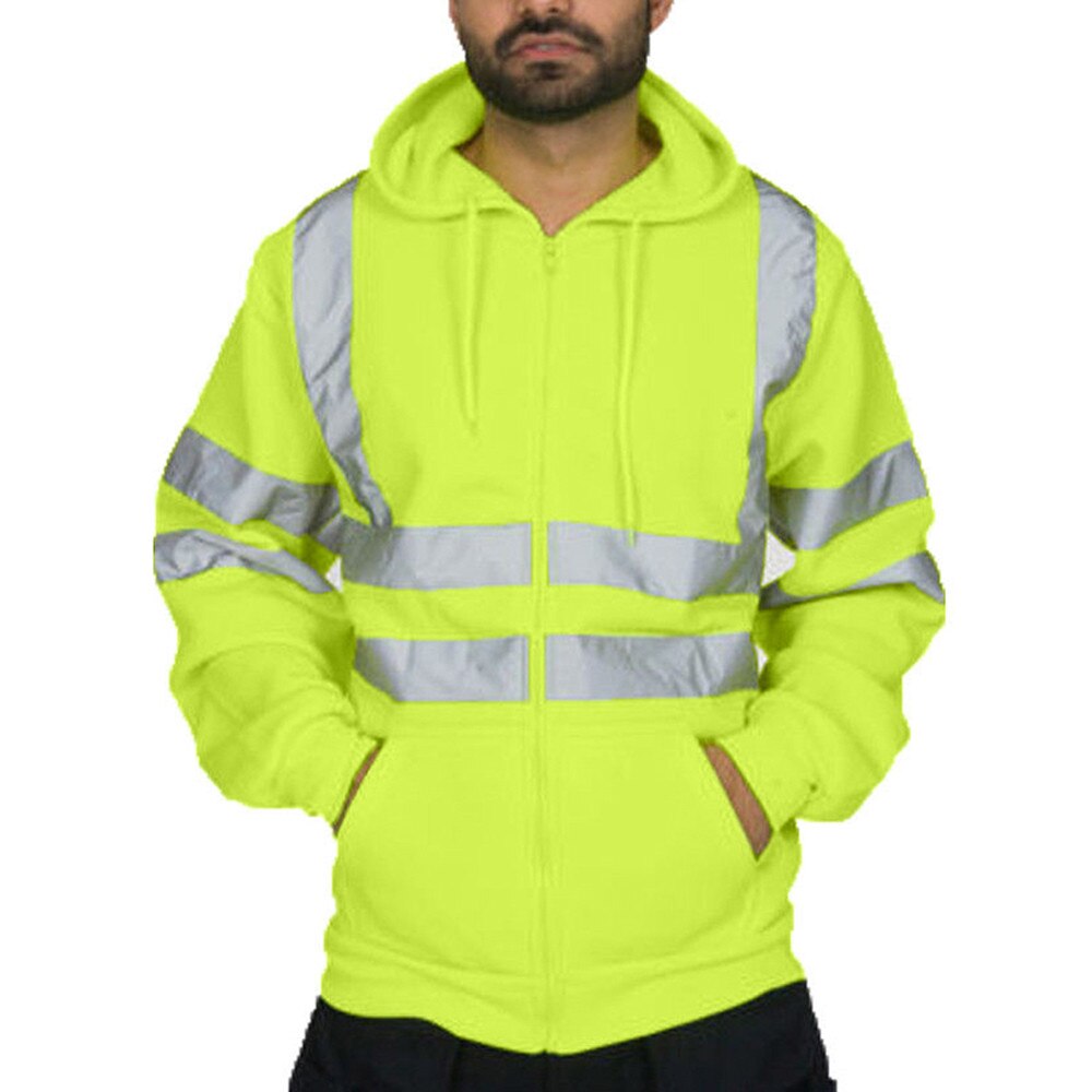Hoodies mâle vêtements de sport à la hommes Sweatshirts travail routier haute visibilité pull à manches longues hauts Blouse vêtements hommes 9.20: GN / L