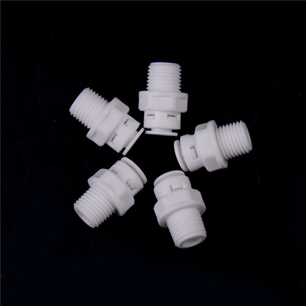 5Pcs Wit 1/4 ''Push Fit Tube 1/4'' Schroefdraad Man Quick Connect Ro Water Sluit