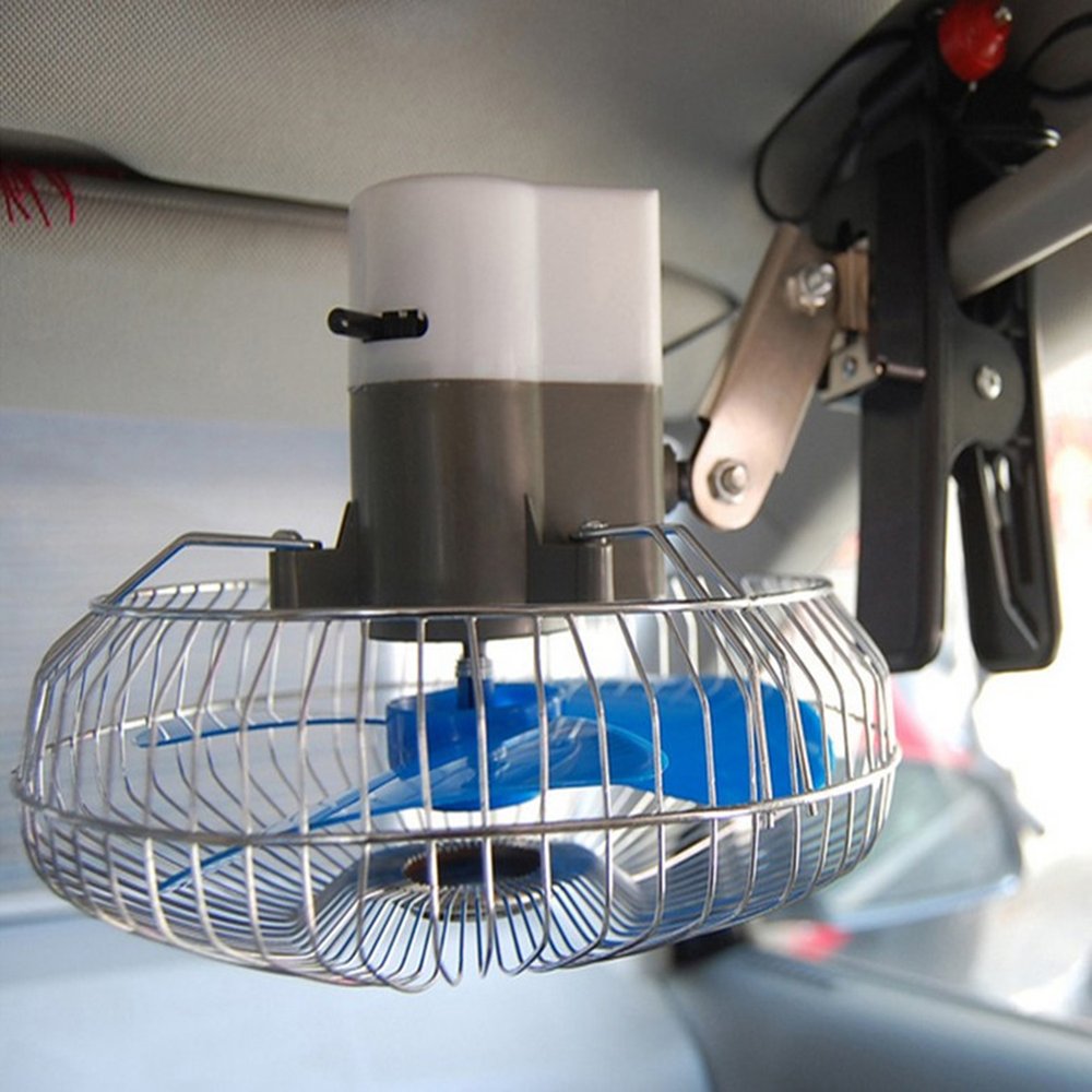 Zomer Elektrische Auto Ventilator Draagbare Voertuig Auto Fan Oscillerende Koelventilator Laag Geluidsniveau Met Sigarettenaansteker Auto-oplader