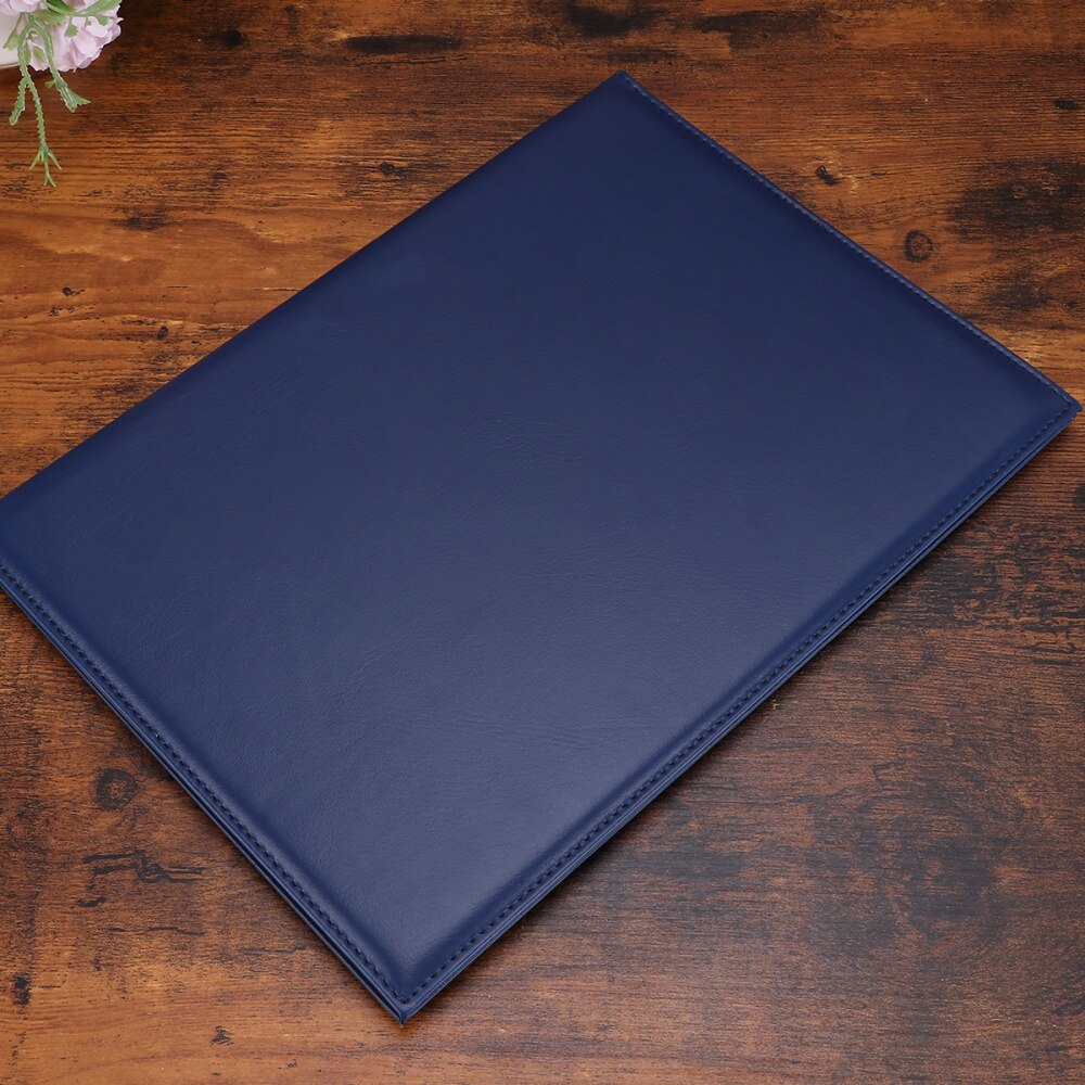 A4 læder certifikat cover certifikat mappe blank cover beskyttende etui (blå)