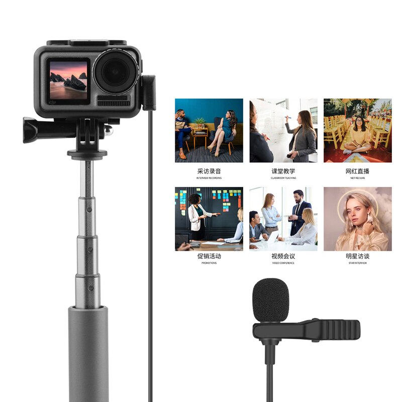 Portable 3.5mm Mini Mic Microphone Hands Free Clip on Microphone Mini o Mic for PC Laptop Lound Speaker for OSMO