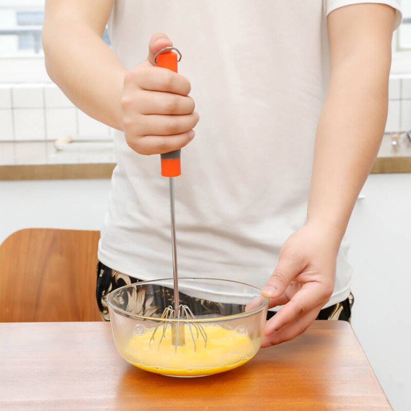 Fouet portatif Semi-automatique en acier inoxydable, ustensile de cuisine ménager