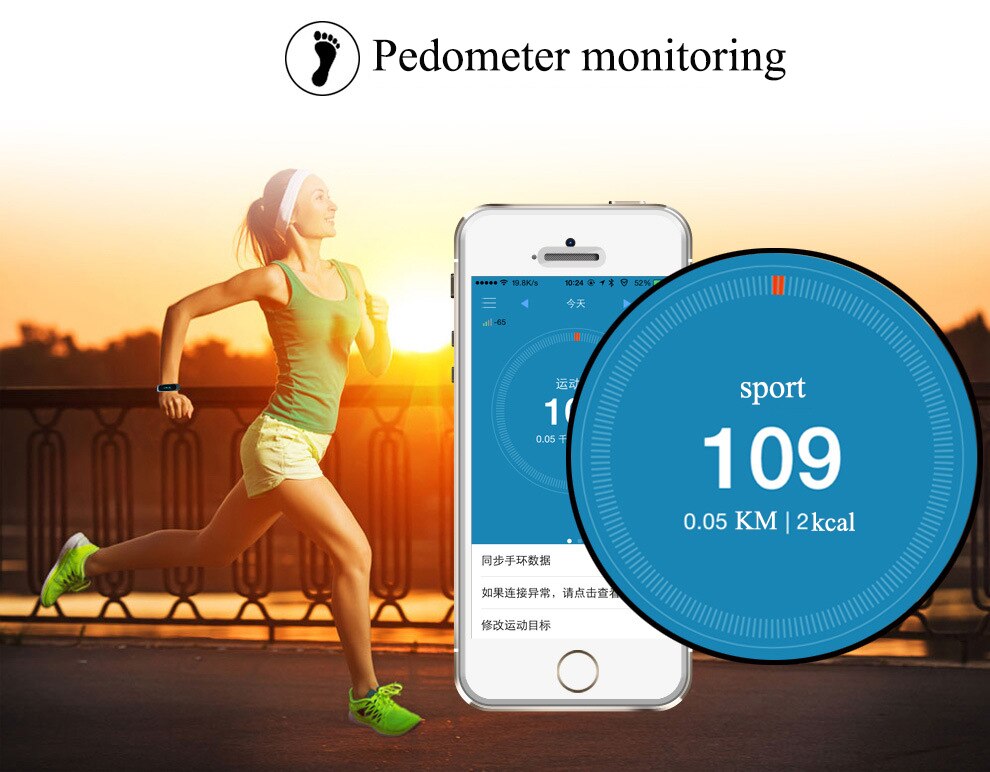 E02 sport smart armband horloge polsband tijd/beller-id/alarm/stappenteller slaapmonitor voor ios & android