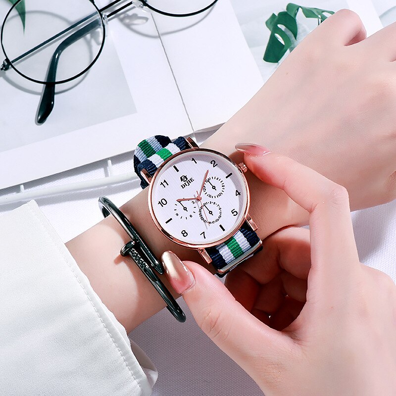 neue Armband Uhr Für Frauen Textil Regenbogen Strap Quarz Damen Armbanduhren Modische frauen Kleid Uhr SB019: 7