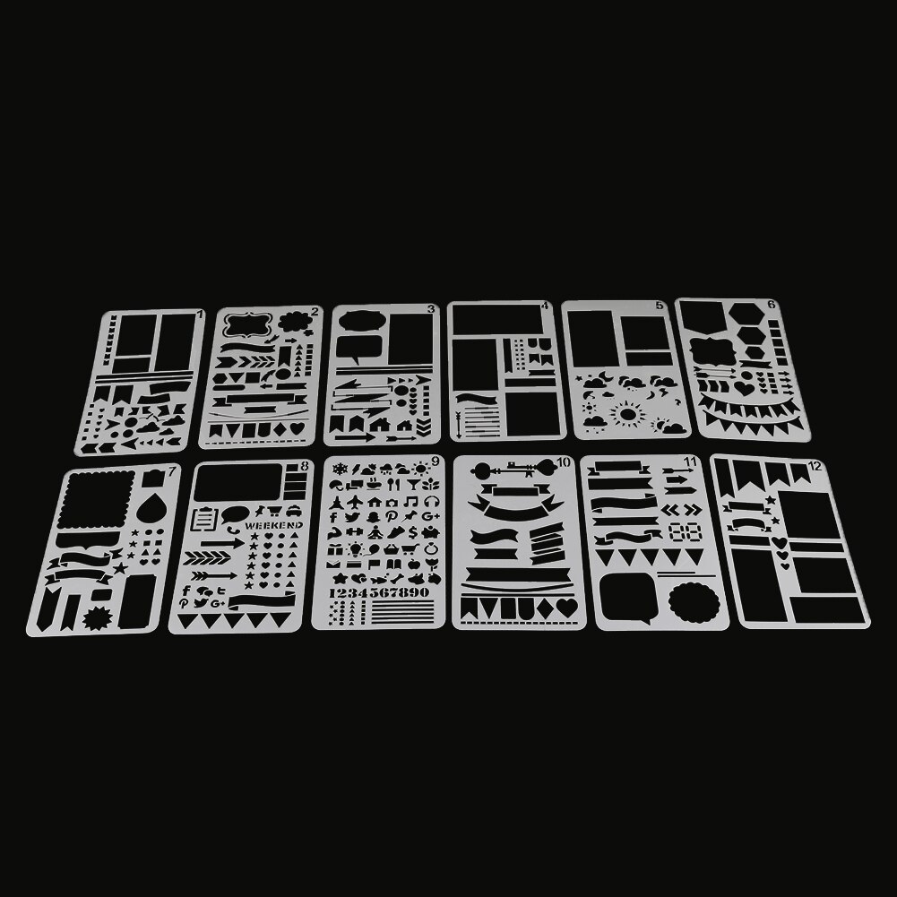 12 Malerei Vorlage DIY Schichtung Schablonen Malerei Sammelalbum Färbung Präge Album Dekorative Karte Vorlage
