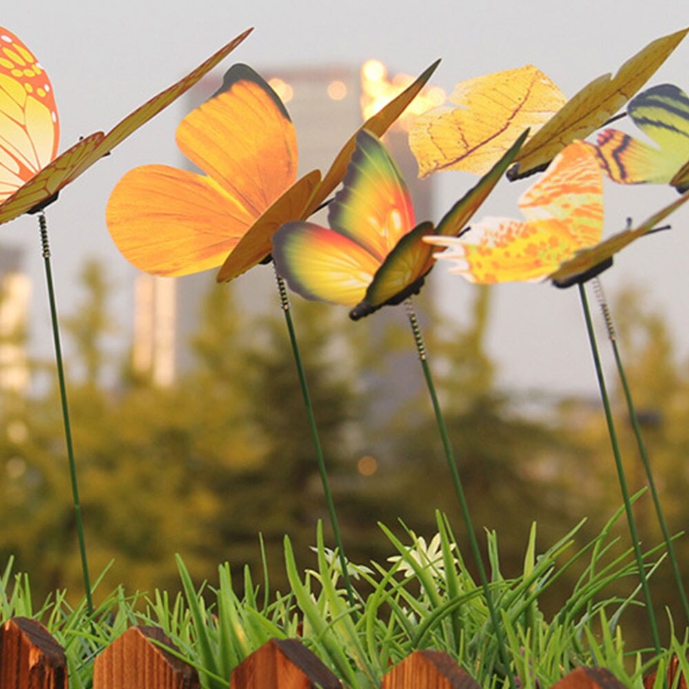 12 teile/paket auf Stöcke Garten Ornament 3D Rasen Handwerk Ich bin Freien SchöNe Hof Künstliche Blumentopf Rasen Dekoration Lebensechte Insekten