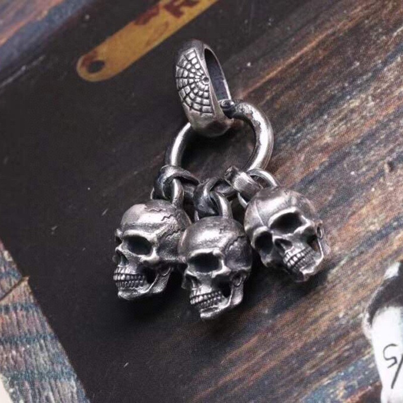 Bocai Echte Pure S925 Zilveren Hanger Voor Mannen Black Skull Rock Punk Persoonlijkheid Vintage Trend Man Hanger