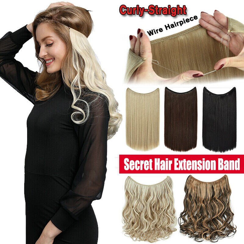 22 pouces femmes vague Extensions de cheveux Secret cheveux Extension bande synthétique naturel caché Secret Invisible fil cheveux pièce sans pince