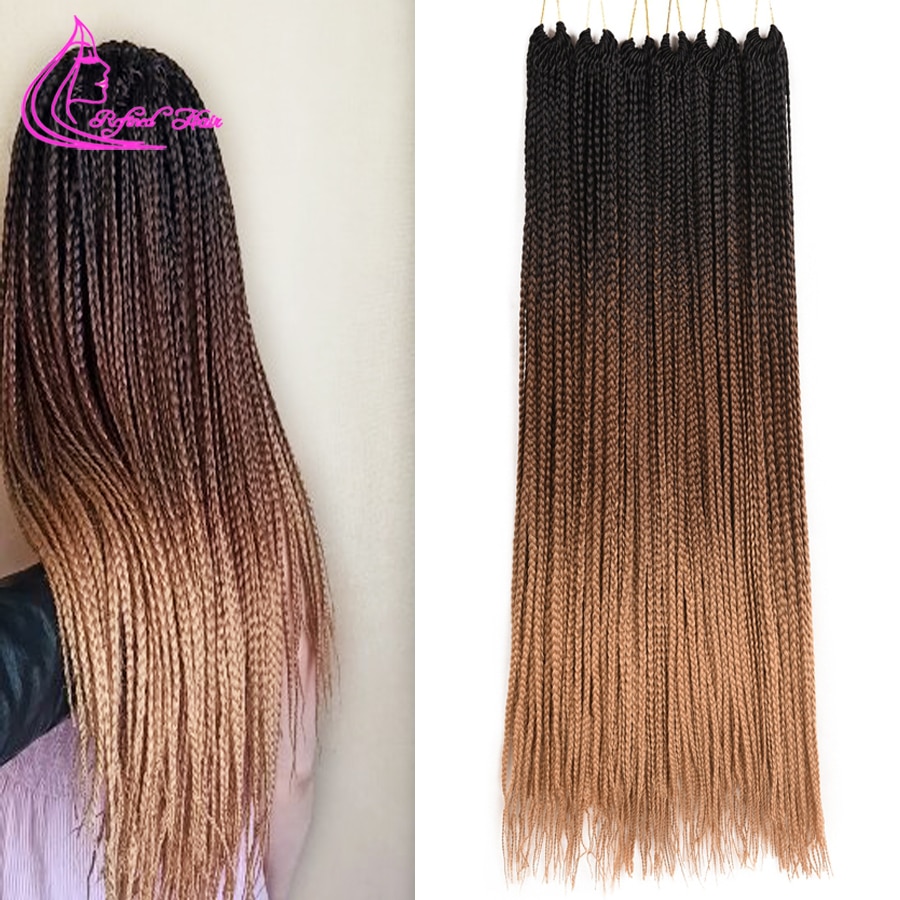 Crochet Braids Long Box Braid Ombre Synthetic Braiding Hair extensions High Temperature Fiber braided Hair 22 strands/pc