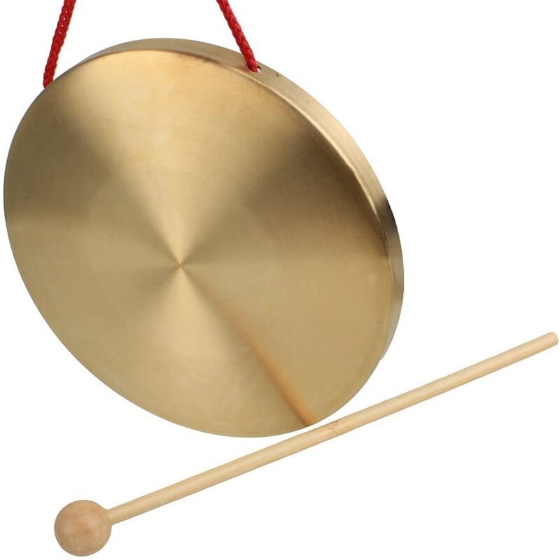 Håndgong ,15cm håndgong legetøj messing kobber kapel opera percussion med rundspilhammer til kapel og operaspil