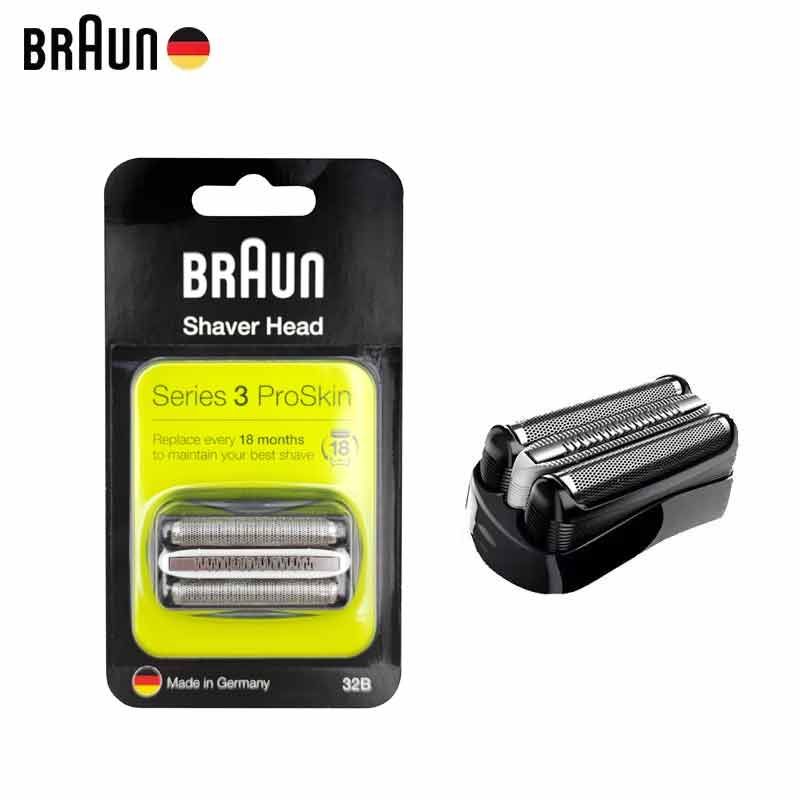 Braun-Cabezal de afeitadora 32B para hombre, cortador de papel de aluminio, Cassette negro, cuchilla de repuesto para Afeitadora eléctrica 3000s 3010s 3040s 3050cc 3070cc
