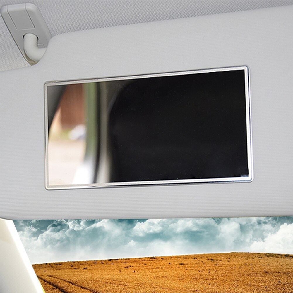 Rectangle Stainless Steel Sun Visor Makeup Mirror Easy Install Cosmetic Universal Decorative Styling Auto Car Interior Adhesive