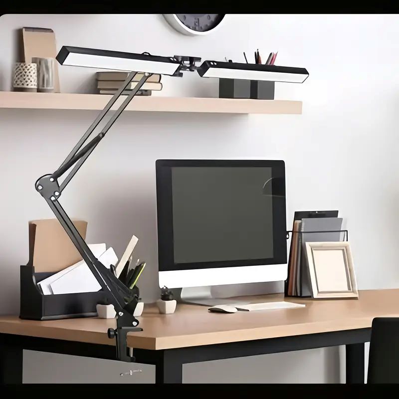 1pc lâmpada de mesa cabeça dupla com comprimento ajustável temperatura cor escritório quarto luz preenchimento luz da noite fonte alimentação usb