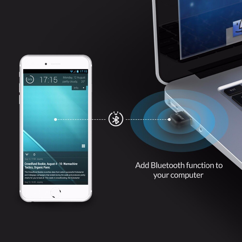 ORICO USB Bezprzewodowy adapter Bluetooth 4.0 Nadajnik Dongle Odbiornik dźwięku muzycznego do komputera PC Windows Głośnik Bezprzewodowa mysz